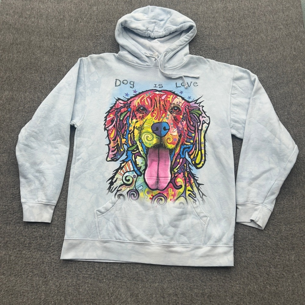 The Mountain Dog Is Love Hoodie Adult Large Blue Tie Dye Dean Russo Sweatshirt